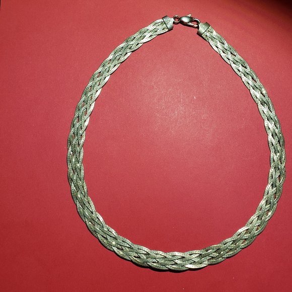 Vintage 925 Sterling Silver Braided Necklace - Picture 2 of 6